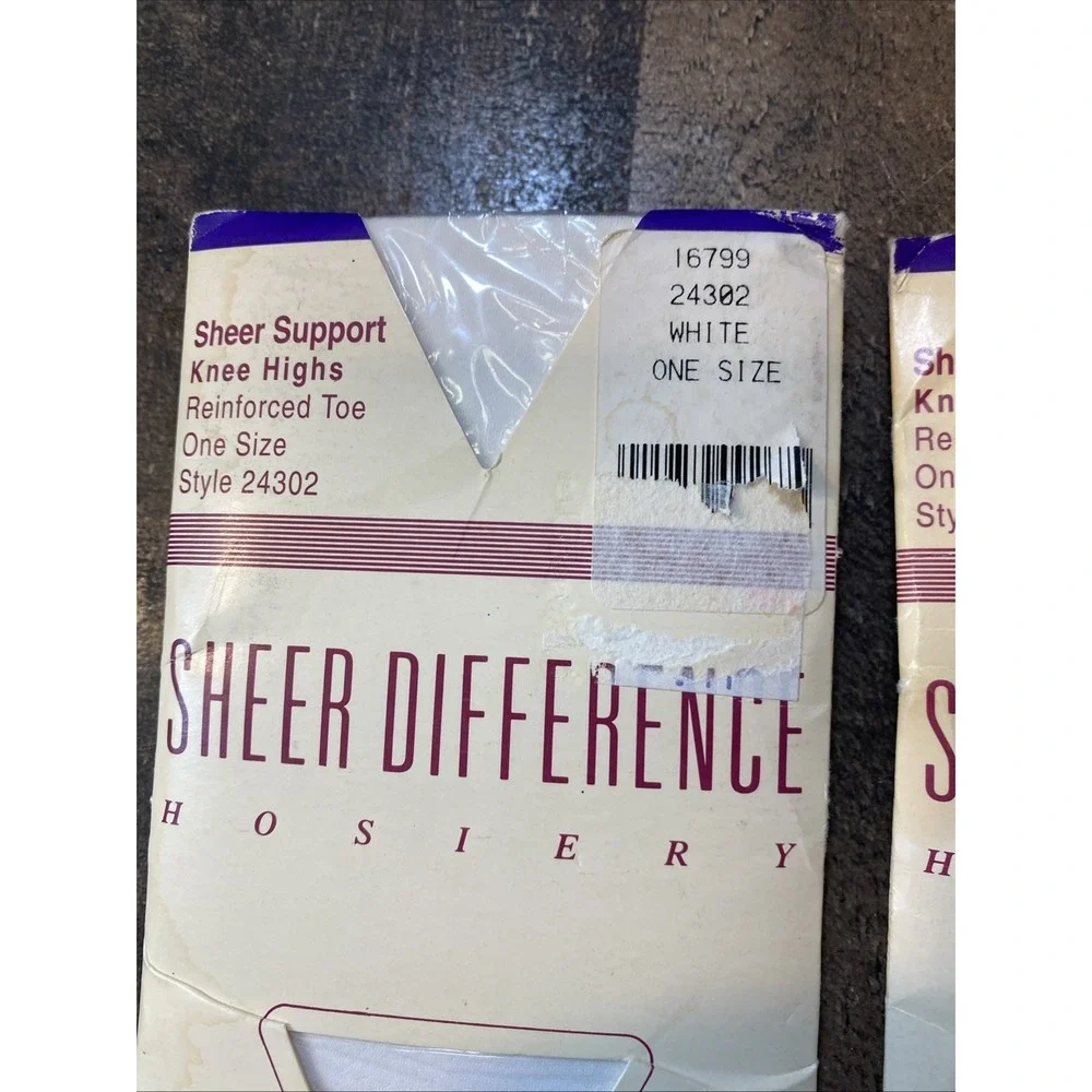 Nordstrom Vintage Sheer Difference Knee Highs White One Size Sheer Support 1990s - Picture 2 of 10